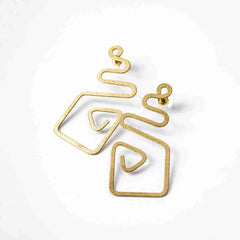 Brass Geometric Spiral Drop Earrings