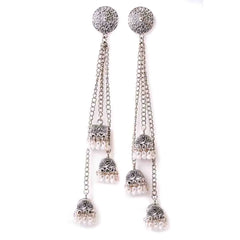 Oxidised Long Jhumka Dangle Earrings