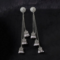 Oxidised Long Jhumka Dangle Earrings