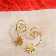 Brass Floral Climber Earrings