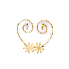 Brass Floral Climber Earrings