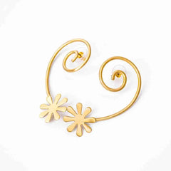 Brass Floral Climber Earrings