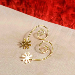 Brass Floral Climber Earrings
