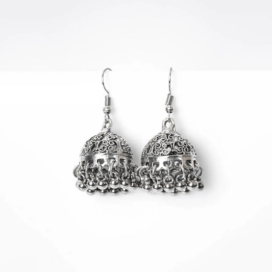 Oxidised Round Jhumka Earrings