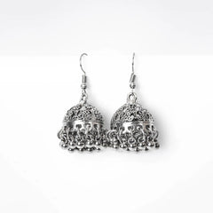 Oxidised Round Jhumka Earrings