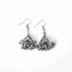 Oxidised Small Triangular Jhumka Earrings