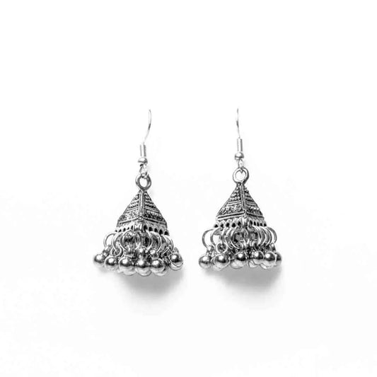 Oxidised Small Triangular Jhumka Earrings