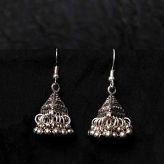 Oxidised Small Triangular Jhumka Earrings