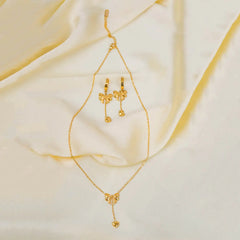 Gold Bow Tassel Chain Heart Jewellery Set