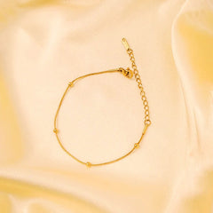 Golden Beaded Chain Bracelet - 18K Gold Plated