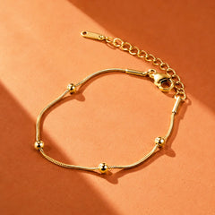Golden Beaded Chain Bracelet - 18K Gold Plated