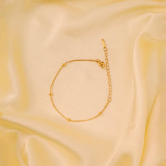 Golden Beaded Chain Bracelet - 18K Gold Plated