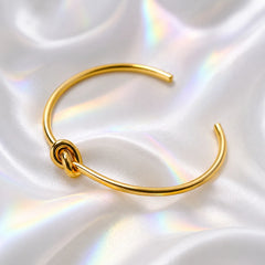 Knot Open Cuff Bracelet - 18K Gold Plated