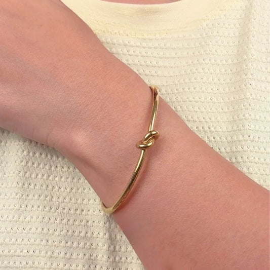 Knot Open Cuff Bracelet - 18K Gold Plated
