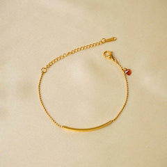 Heart Charm Bar Bracelet - 18K Gold Plated