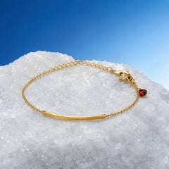 Heart Charm Bar Bracelet - 18K Gold Plated