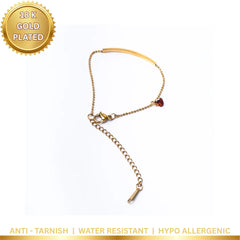 Heart Charm Bar Bracelet - 18K Gold Plated