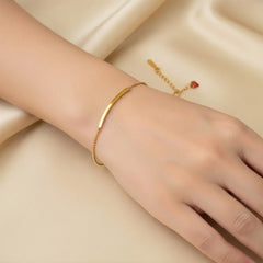 Heart Charm Bar Bracelet - 18K Gold Plated