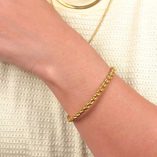 Twist Rope Cuff Bracelet - 18K Gold Plated