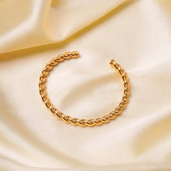 Twist Rope Cuff Bracelet - 18K Gold Plated