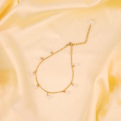 Elegant Golden Pearl Chain Bracelet - 18K Gold Plated