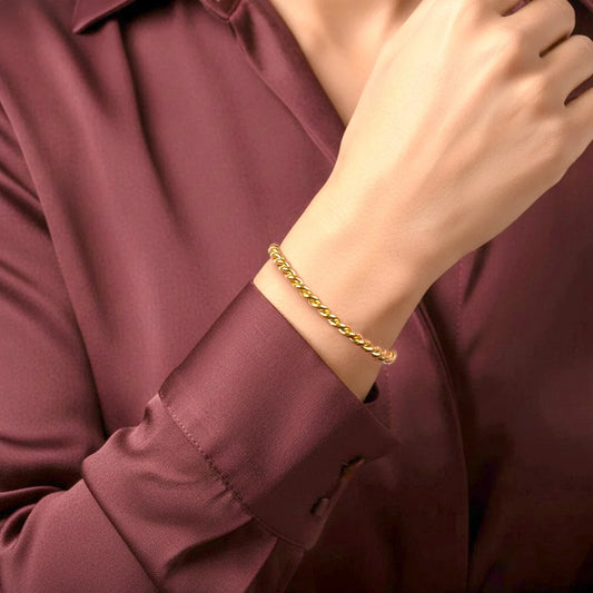Twist Rope Cuff Bracelet - 18K Gold Plated