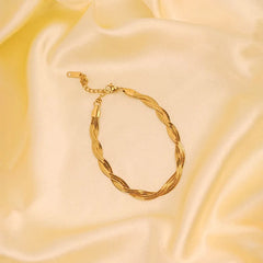 Golden Braided Snake Chain Bracelet - 18K Gold Plated