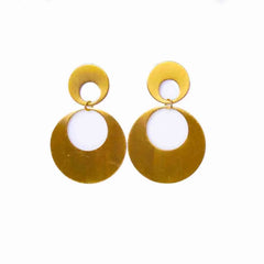 Brass Round Circular Drop Earrings