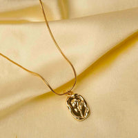 Golden Engraved Rose Pendant Necklace - 18K Gold Plated