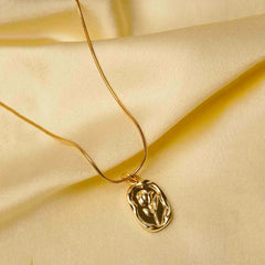 Golden Engraved Rose Pendant Necklace - 18K Gold Plated