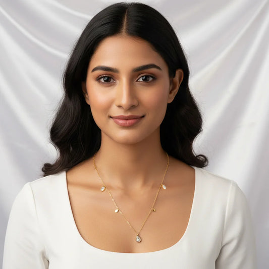 Teardrop Chain Necklace - 18K Gold Plated