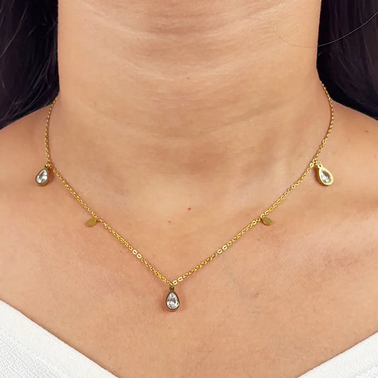Teardrop Chain Necklace - 18K Gold Plated