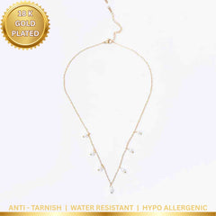 Dainty Pearl Dangle Chain Necklace - 18K Gold Plated
