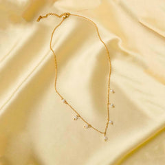 Dainty Pearl Dangle Chain Necklace - 18K Gold Plated