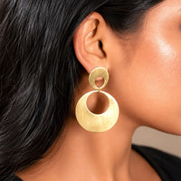 Brass Round Circular Drop Earrings