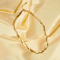 Interwoven Snake Chain Necklace - 18K Gold Plated