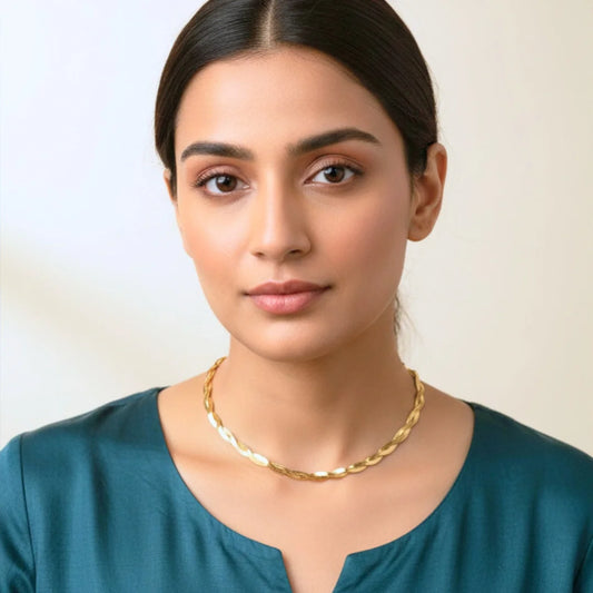 Interwoven Snake Chain Necklace - 18K Gold Plated