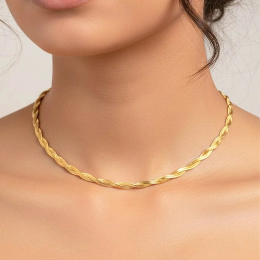 Interwoven Snake Chain Necklace - 18K Gold Plated