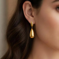 Long Teardrop Dangle Earrings - 18K Gold Plated