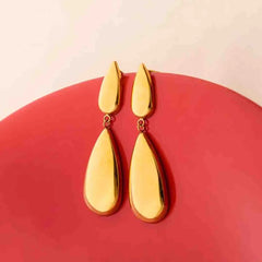 Long Teardrop Dangle Earrings - 18K Gold Plated