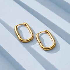 Golden Oval Hoops - 18K Gold Plated