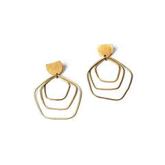 Brass Assymetrical Dangle Earrings