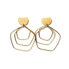 Brass Assymetrical Dangle Earrings