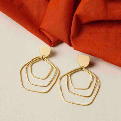 Brass Assymetrical Dangle Earrings