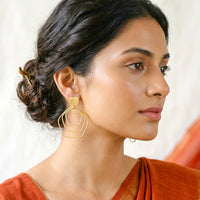 Brass Assymetrical Dangle Earrings