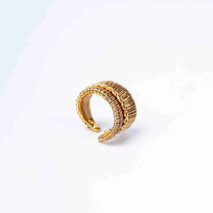 Brass Ribbed Chain Ring