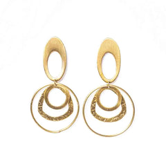 Uneven Oval Layered Brass Earrings