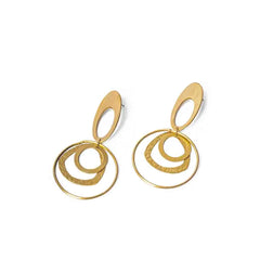 Uneven Oval Layered Brass Earrings