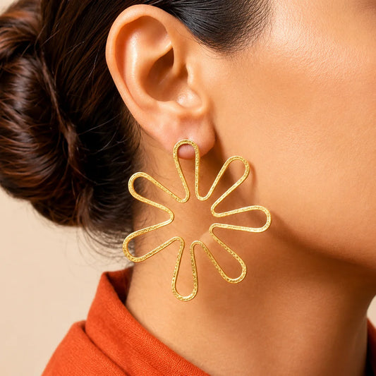 Brass Floral Wired Drop Earrings