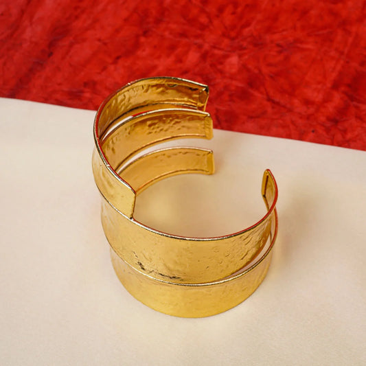 Bold Sculptural Brass Cuff Bangle